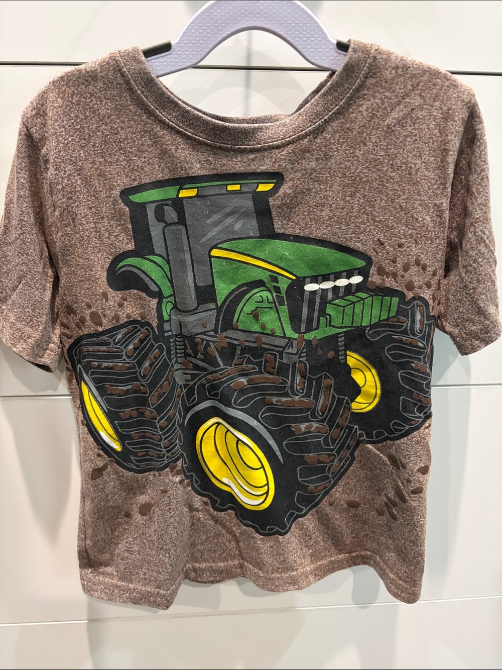 John Deere Brown Tee with Green & Yellow Tractor Graphic